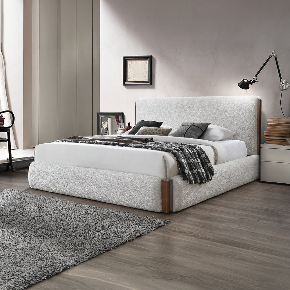 Reggie Upholstered Platform Bed (Cream)