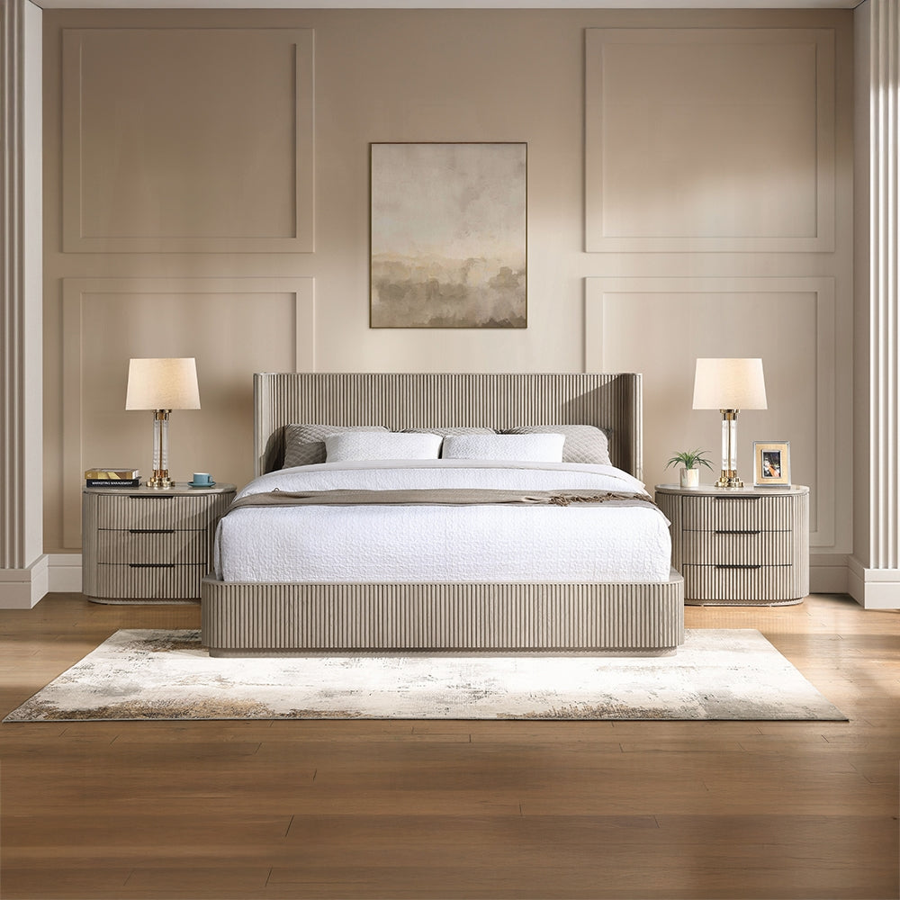 Chianti Luxury Chanel Detail Bed (Light Oak)