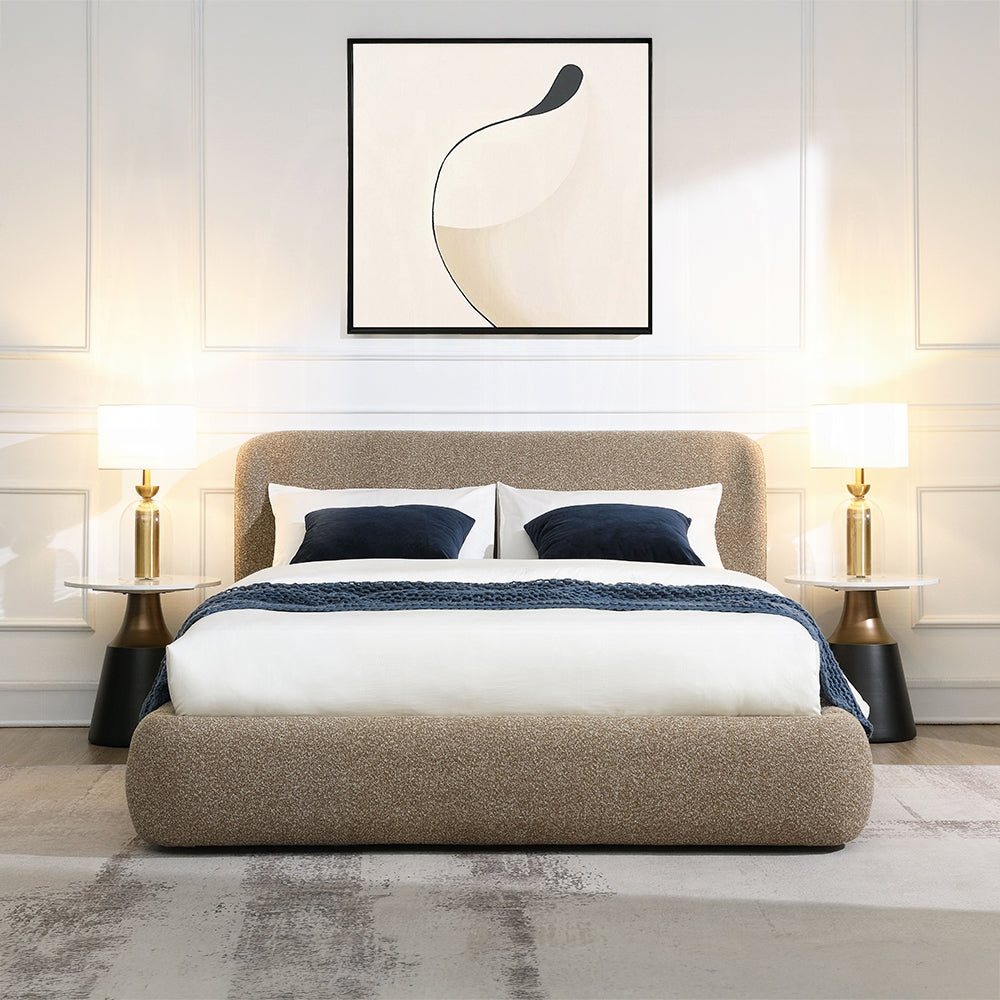 Tapi Upholstered Platform Bed (Beige)