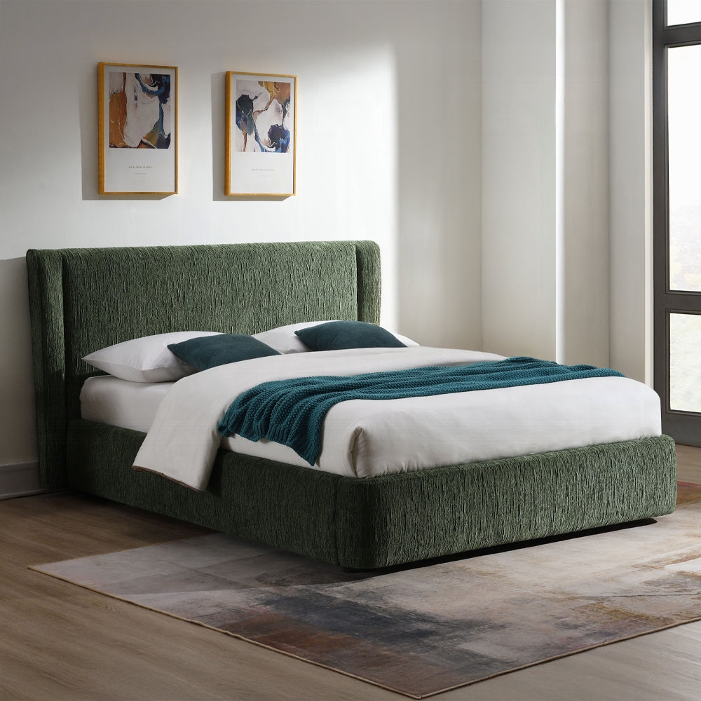 Purus Upholstered Platform Bed (Moss Green)